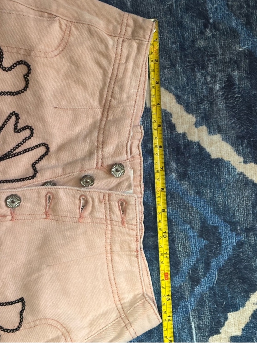 POL Peach Pants with Black Embroidered Floral Detail - Picture 4 of 17